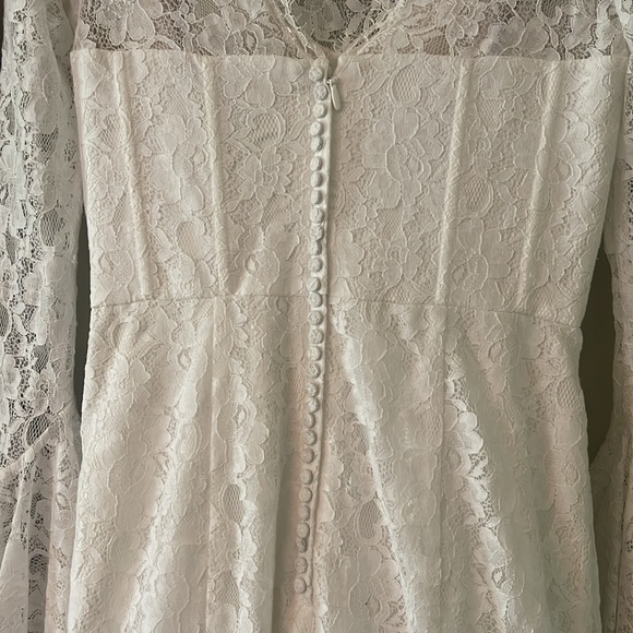 BCBGMaxazria White Lace Wedding Gown Dress Long Sleeve small M corset 6 Salina - Picture 10 of 13
